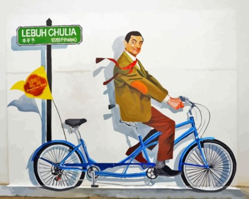 Mr. Bean On Bicycle Painting By Numbers