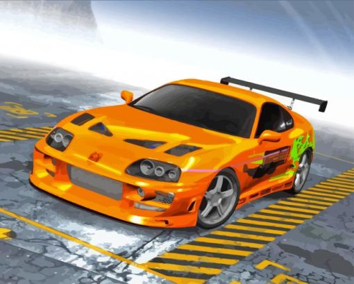 Orange Toyota Supra Mk4 Sport Car Paint By Numbers