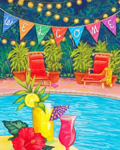 Poolside Paradise Painting By Numbers