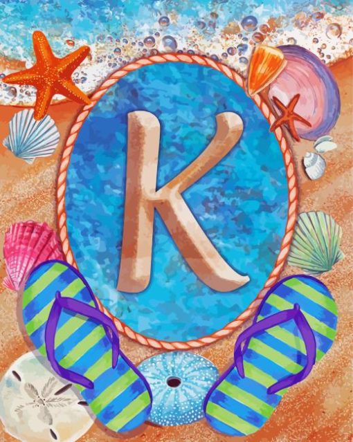 Summer Monogram Letter K Paint By Numbers