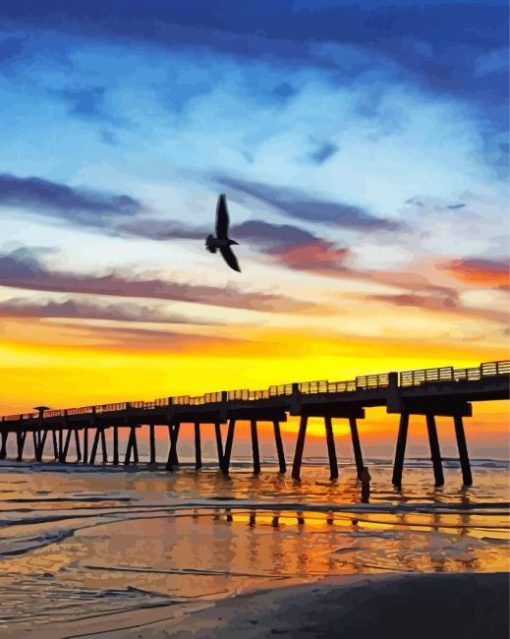 Sunset Over Jacksonville Pier Painting By Numbers