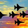 Thunderbirds Jets Silhouette At Sunset Painting By Numbers