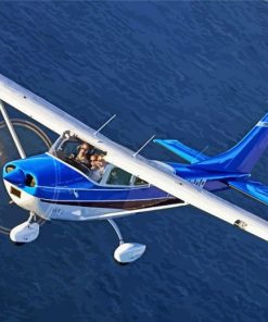 White And Blue Cessna 182 Airplane Painting By Numbers