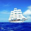 White Ship Sailing In Blue Sea Painting By Numbers