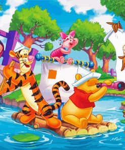 Winnie The Pooh Rafting Painting By Numbers