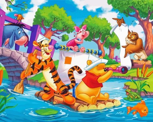 Winnie The Pooh Rafting Painting By Numbers