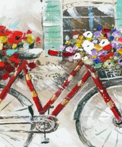 Abstract Bicycle And Colorful Flowers Painting By Numbers