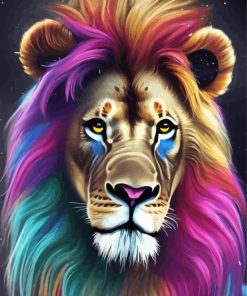 Colorful Lion Art Painting By Numbers