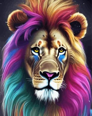 Colorful Lion Art Painting By Numbers