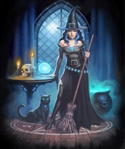 Black Cat Witch James Ryman Painting By Numbers