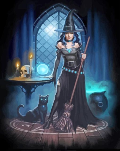 Black Cat Witch James Ryman Painting By Numbers