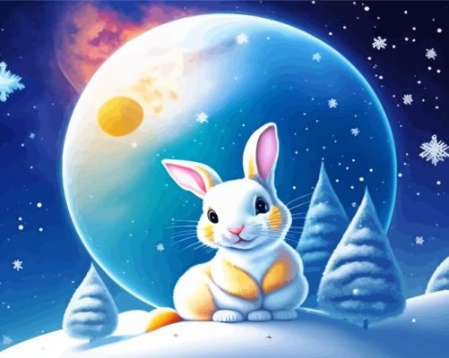 Bunny In Snow Painting By Numbers