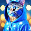 Cat Wearing A Blue Hoodie Painting By Numbers