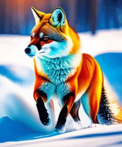 Fox In Snow Painting By Numbers