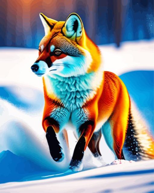 Fox In Snow Painting By Numbers