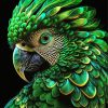 Green Parrot Painting By Numbers