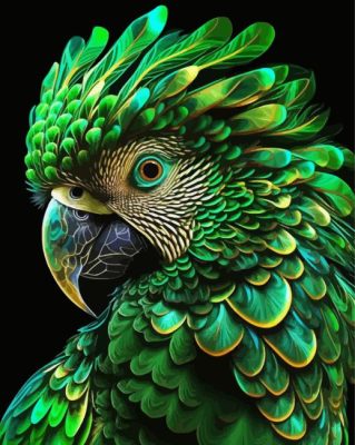 Green Parrot Painting By Numbers