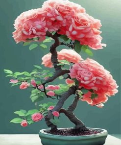 Pink Flowers Tree Painting By Numbers