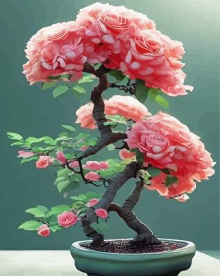 Pink Flowers Tree Painting By Numbers