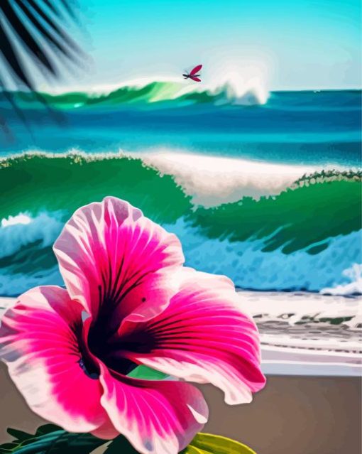 Pink Hawaiian Flower Painting By Numbers