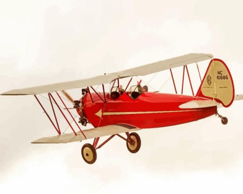 Red Vintage Plane Painting By Numbers