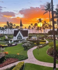 Wailea Church At Sunset Painting By Numbers