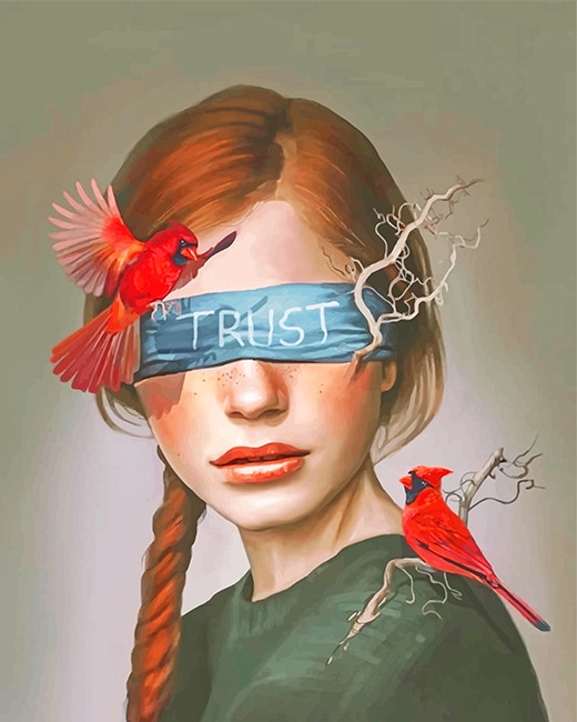 Final artwork of Birds and Woman Paint By Numbers