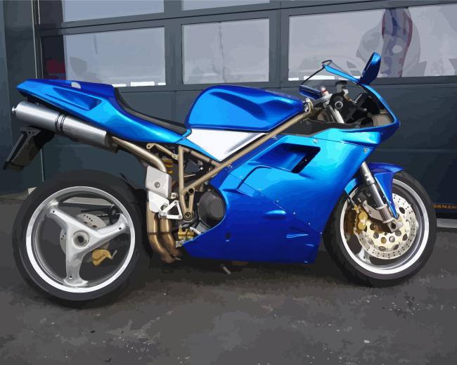 image step3 of finalizing Blue Ducati Motorbike Paint By Numbers artwork