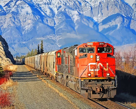 completed CNR Train Canada Landscapes artwork