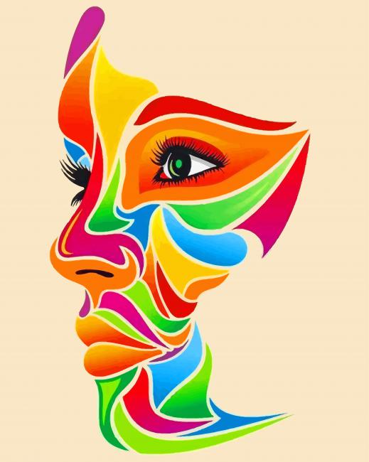 Finalize the Colorful Girls Face Paint By Numbers artwork