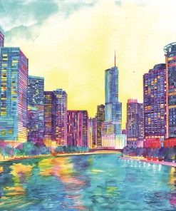 Colorful Chicago Skyline Paint By Numbers