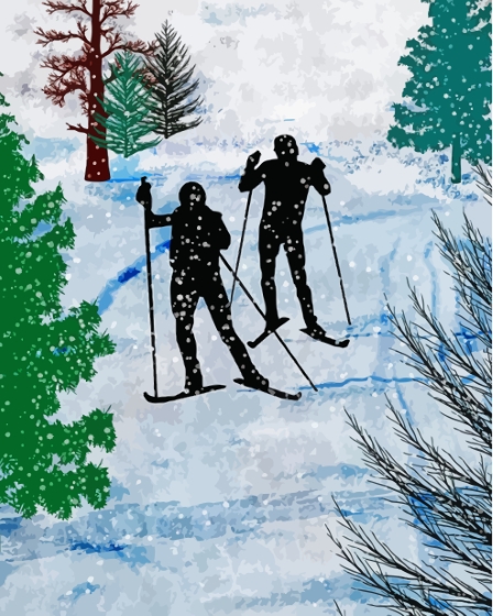 Finalizing Cross Country Skiing Snow Paint By Numbers Artwork