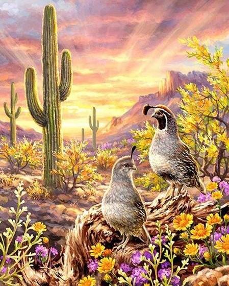 Finalizing Breathtaking Desert Birds Paint By Numbers Artwork