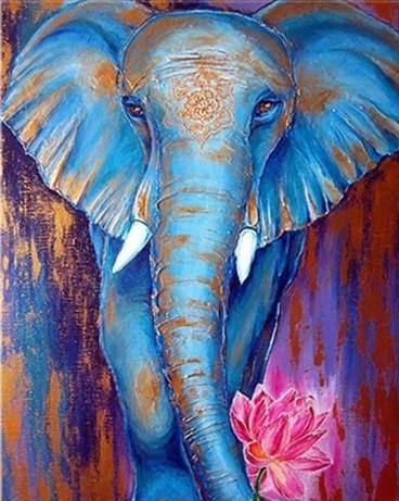 Finalizing the Colorful Blue Elephant Paint By Numbers artwork