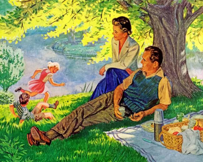 Finalizing Family Picnic Scene artwork