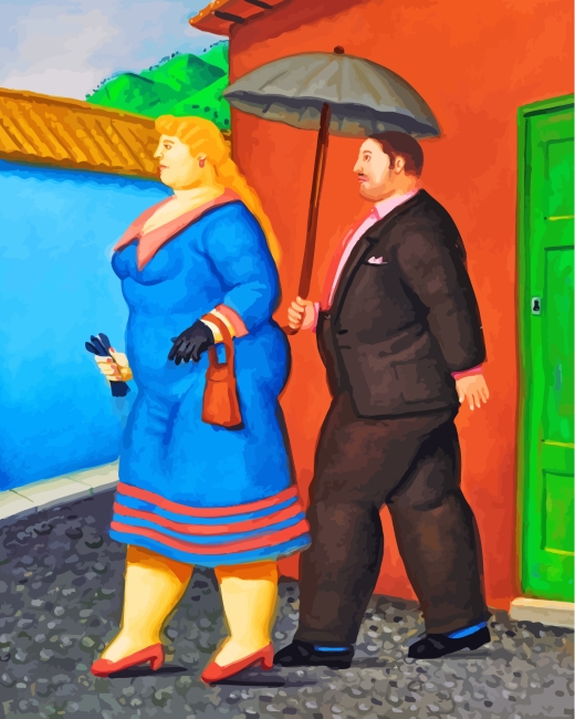 Finalizing the Botero Style Fat Couple Paint By Numbers Artwork