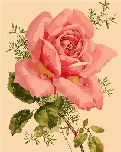 finalizing Pink Flower Blooms Paint By Numbers artwork