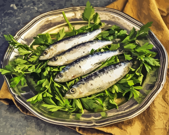 Finalizing Fresh Sardines Ocean Paint By Numbers Artwork