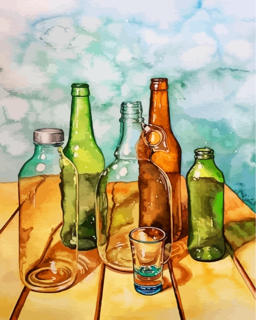 completing Vintage Glass Bottle Art Paint By Numbers