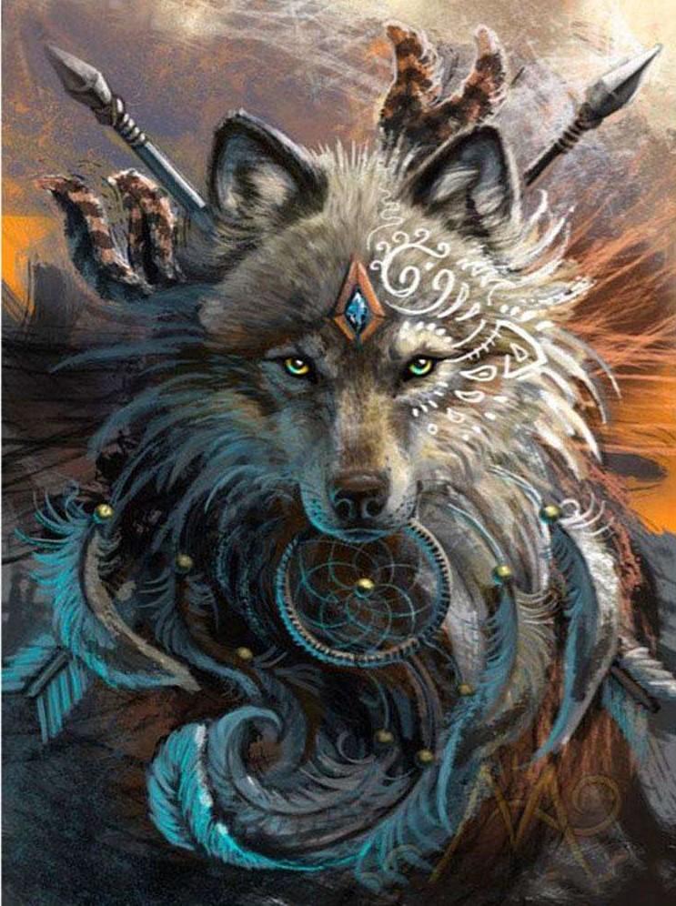 Finalizing Warrior Wolf Animal paint by numbers artwork