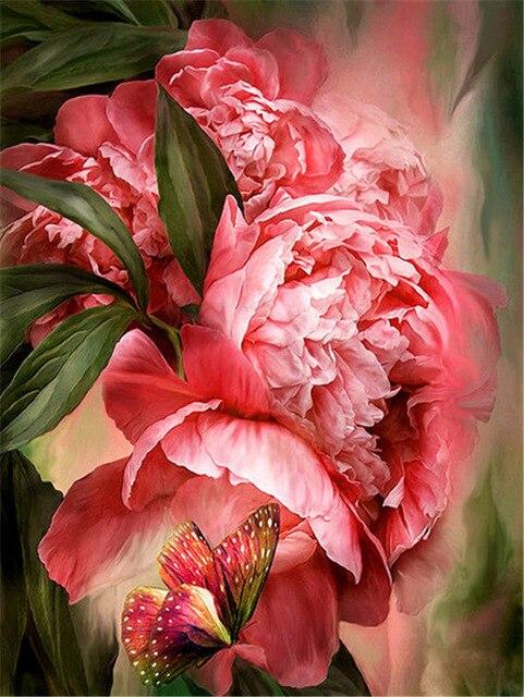 Finalizing Butterfly Peony Pink Flowers Artwork