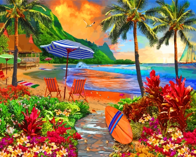 Finalizing Hawaiian Waves Seascape Artwork