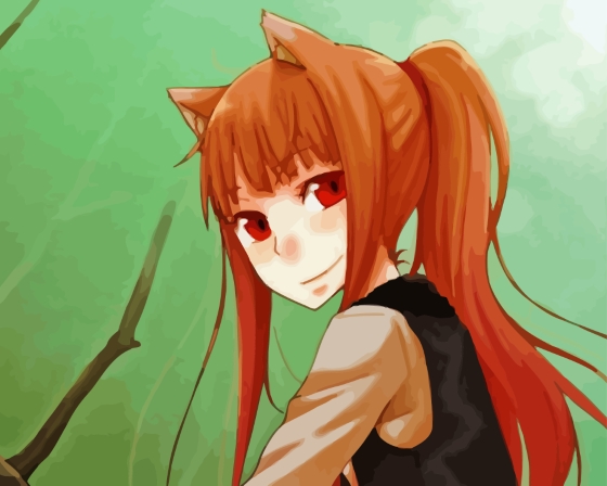 finalizing the artwork with Holo The Wolf Anime Paint By Numbers