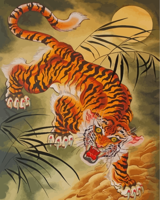 finalizing Japanese Bengal Tiger artwork
