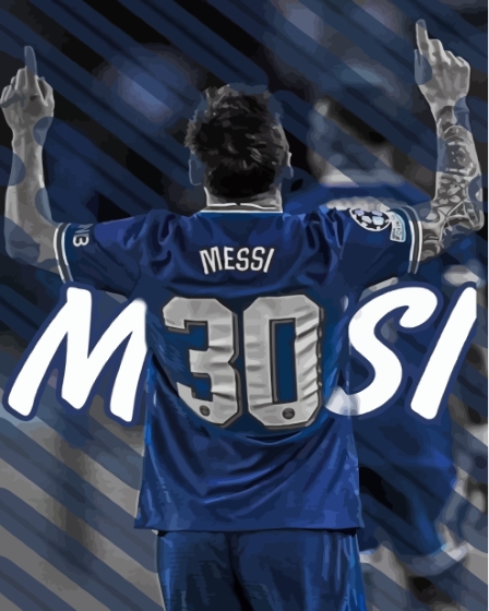 Finalizing artwork of PSG Lionel Messi Sports Painting
