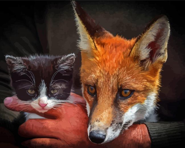 Completed Man and Animals Paint By Numbers Artwork