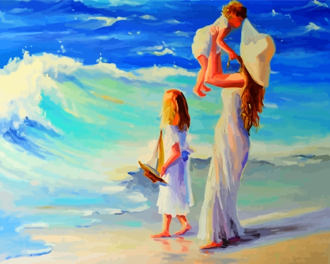 Finalizing the Mother and Daughters Beach Scene Paint By Numbers