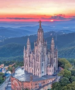 Mount Tibidabo Sunset in Spain Paint By Numbers
