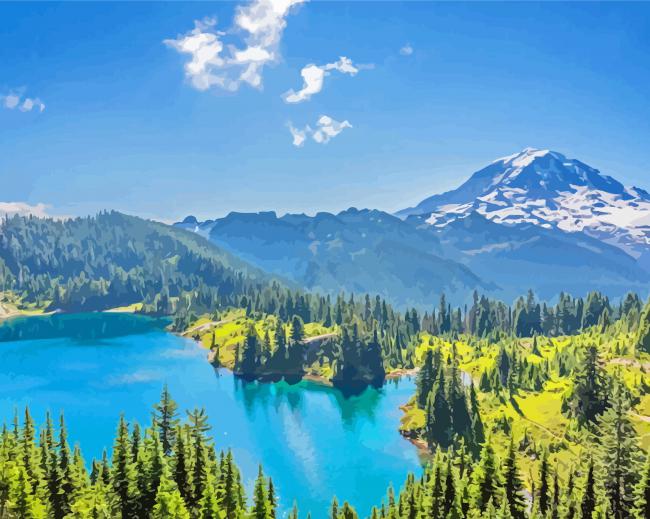 Finalizing the scenic painting by numbers artwork