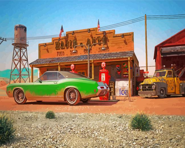 final touch of Vintage Gas Station Paint By Numbers